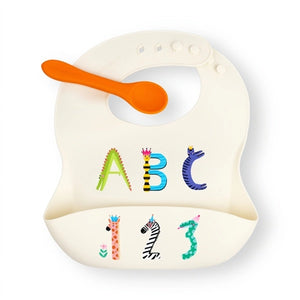 Ore - Fresh and Messy Silicone Bib and Spoon Set -ABC123