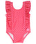 Ruffle Butts- Waterfall One Piece- Hot Pink Heart Polka Dot