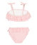 Ruffle Butts-Seersucker Bow Ruffle Bikini-Pink