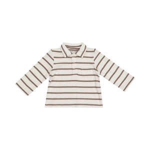 Angel Dear-Polo Long Sleeve-Ribbed Brown Stripe