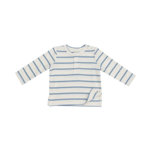 Angel Dear-Long Sleeve Henley-Modal Rib Stripe Glacier Lake