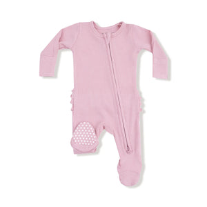 Angel Dear -2 Way Zipper Footie Ruffle Back-Cameo Waffle Pink