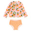 Ruffle Butts- Long Sleeve Zipper Rash Guard Bikini-Orange You the Sweetest