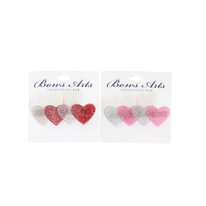 Bows Art-Acrylic Glitter Heart Clips