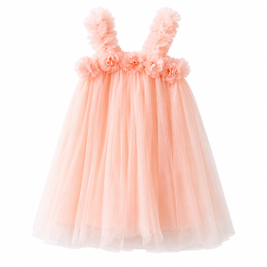 Stardust and Glitter-Tulle Flower Dress-Pale Pink