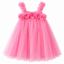Stardust and Glitter-Tulle Flower Dress-Hot Pink