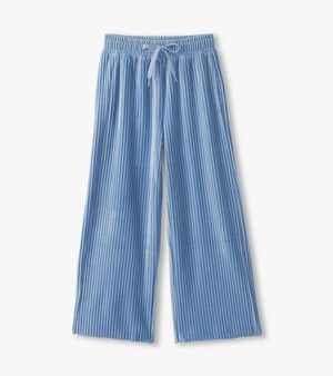 Hatley-Girls Cornflower Blue Pleated Velour Relaxed Pants