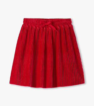 Hatley-Girls Chex Red Pleated Velour Skirt
