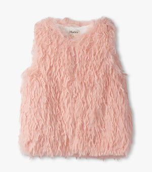 Hatley-Girls Pale Pink Feather Faux Fur Vest