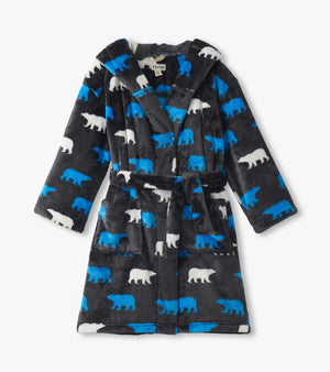 Hatley -Boys Polar Bear Silhouette Fuzzy Fleece Robe