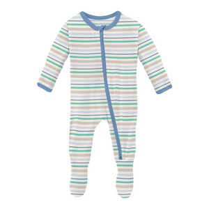 Kickee Pants-Print Footie with 2 Way Zipper-Mythical Stripe