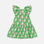 Deux Par Deux-Printed Dress With Flounce Sleeves Green With White And Pink Bird