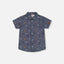 Deux Par Deux-Printed Chambray Short Sleeve Shirt Gray, White And Tan