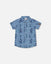 Deux Par Deux-Printed Chambray Short Sleeve Shirt Pale Blue And Navy