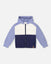 Deux Par Deux-French Terry Color Block Full Zip Hoodie Sweatshirt Blue, Navy And Cream