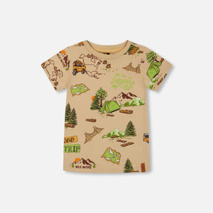 Deux Par Deux-Organic Jersey T-Shirt Printed Camping