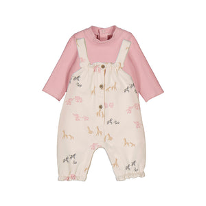 Mayoral-Printed Dungarees Set-Orchid