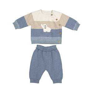 Mayoral-Long Knit Trouser Set-Blue