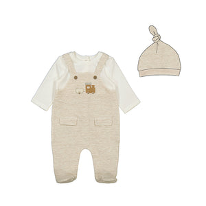 Mayoral-Dungaree with Hat-Heather Milk