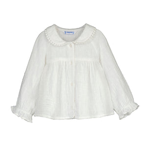 Mayoral-Plumeti Chiffon Blouse-Cream
