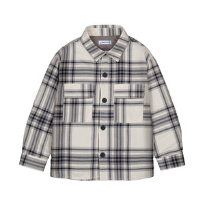 Mayoral-Plaid Overshirt-Grey