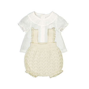 Mayoral-Knit Dungarees Set-Pottery