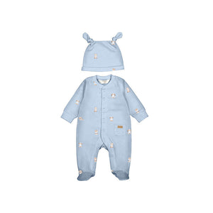 Mayoral-Long Sleeve Onesie with hat-Sky