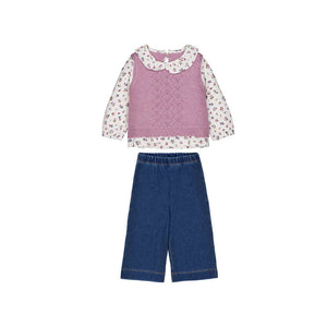 Mayoral-Vest Pants Set-Violet Mix