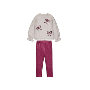 Mayoral-Bows Legging Set-Raspberry