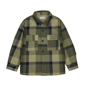 Mayoral-Plaid Overshirt-Olive