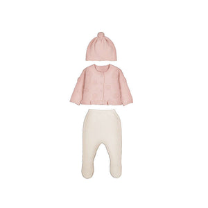 Mayoral-Footed Pants and Cardigan Set-Heather Nude