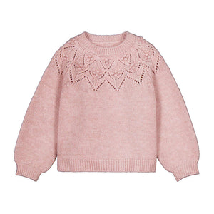 Mayoral-Openwork Detailed Sweater-Pastel Mix