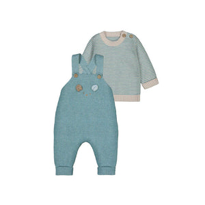 Mayoral-Knit Dungarees Set-Mineral