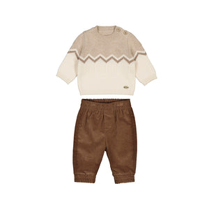 Mayoral-Pants and Sweater Set-Brown