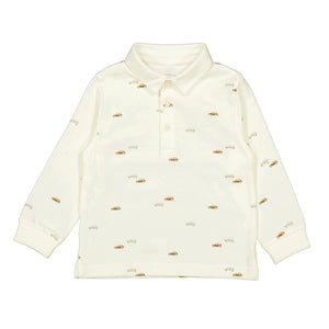 Mayoral-Long Sleeve Printed Polo-Cream