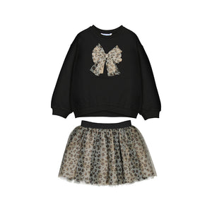 Mayoral-Tulle Shirt Set-Black