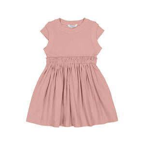 Mayoral-Girl Ribbed Combined Dress-Rose