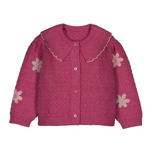 Mayoral-Floral Embroidered Cardigan-Petal