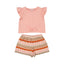 Mayoral-Girl Zigzag Print Shorts and T-Shirt Set-Salmon