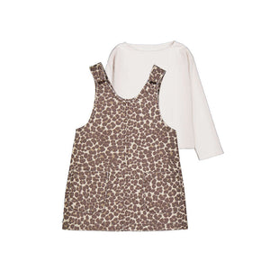 Mayoral-Twill Pinafore Dress-Chestnut