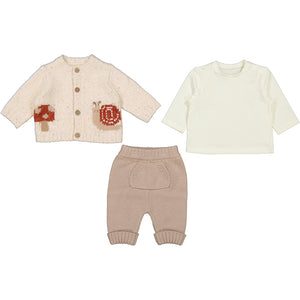 Mayoral-Long knit 3-piece trouset set-Dune