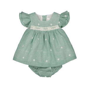 Mayoral-Embroidered Dress-Aqua