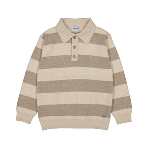 Mayoral-Long Sleeve Knit Polo-Mole Melange
