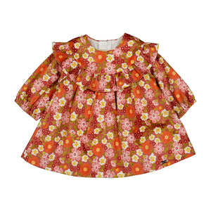 Mayoral-Printed Velvet Dress-Blush
