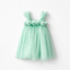 Stardust and Glitter-Tulle Flower Dress-Sage