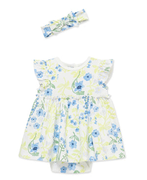 Little Me-Bluebells Bodysuit Dress & Headband