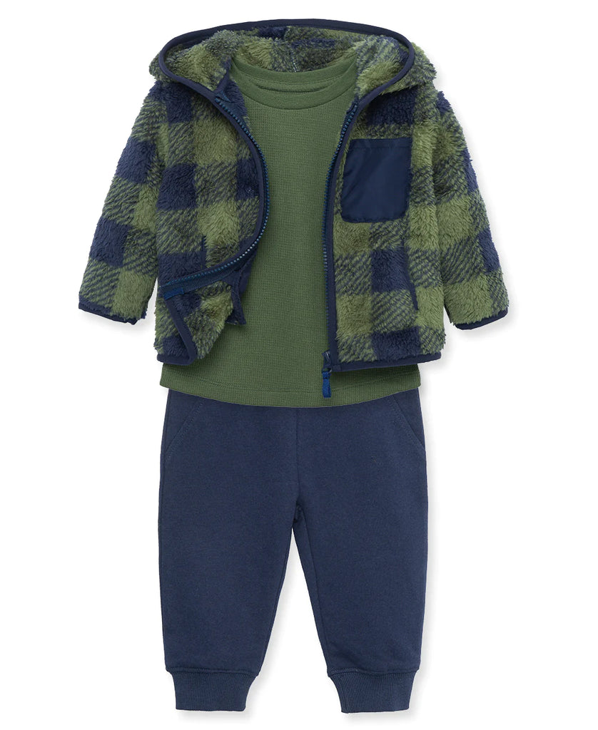 Little Me -Check 3-Piece Toddler Sherpa Set