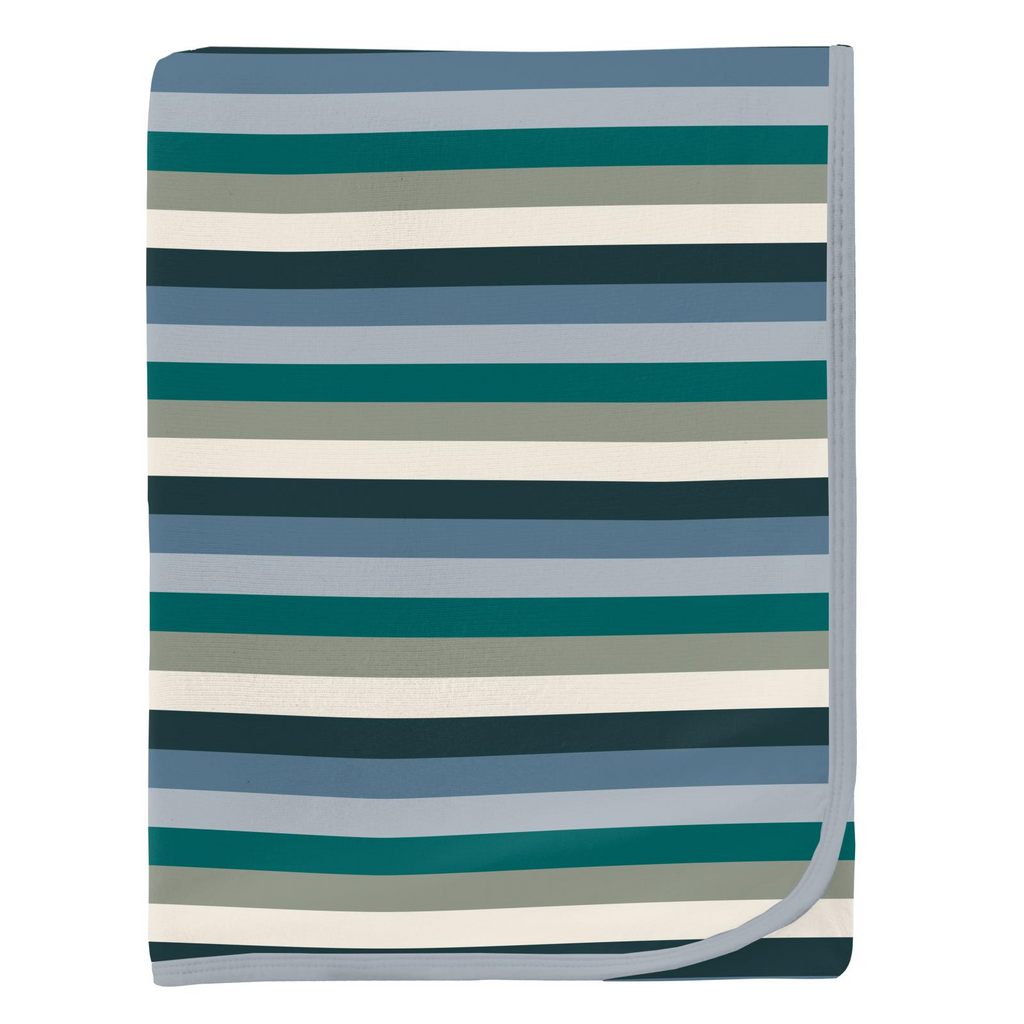 Kickee Pants-Print Swaddling Blanket-Snowy Stripe