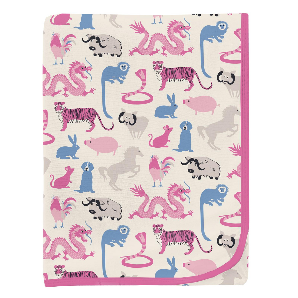 Kickee Pants-Print Swaddling Blanket-Natural Chinese Zodiac