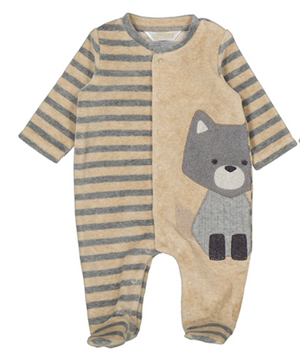 Mayoral-Velour Onesie-Large Fox